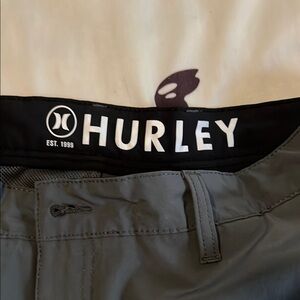 Hurley Gray Athletic Shorts with Black Waistband